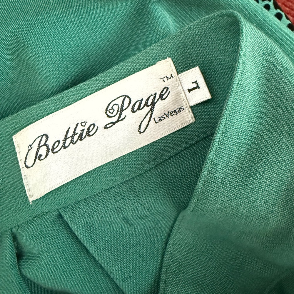 🪭 Bettie Page Emerald Fanny Swing Circle Retro Pinup Skirt - Picture 3 of 10